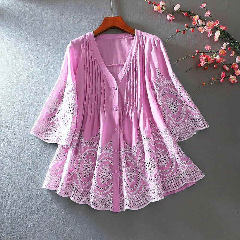 Vintage Ethnic Heavy Chikankari Ruffle Cotton Tunic For Women