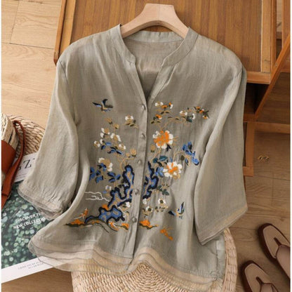 Embroidery Casual Wear Crew Neck Half Sleeve Tunics