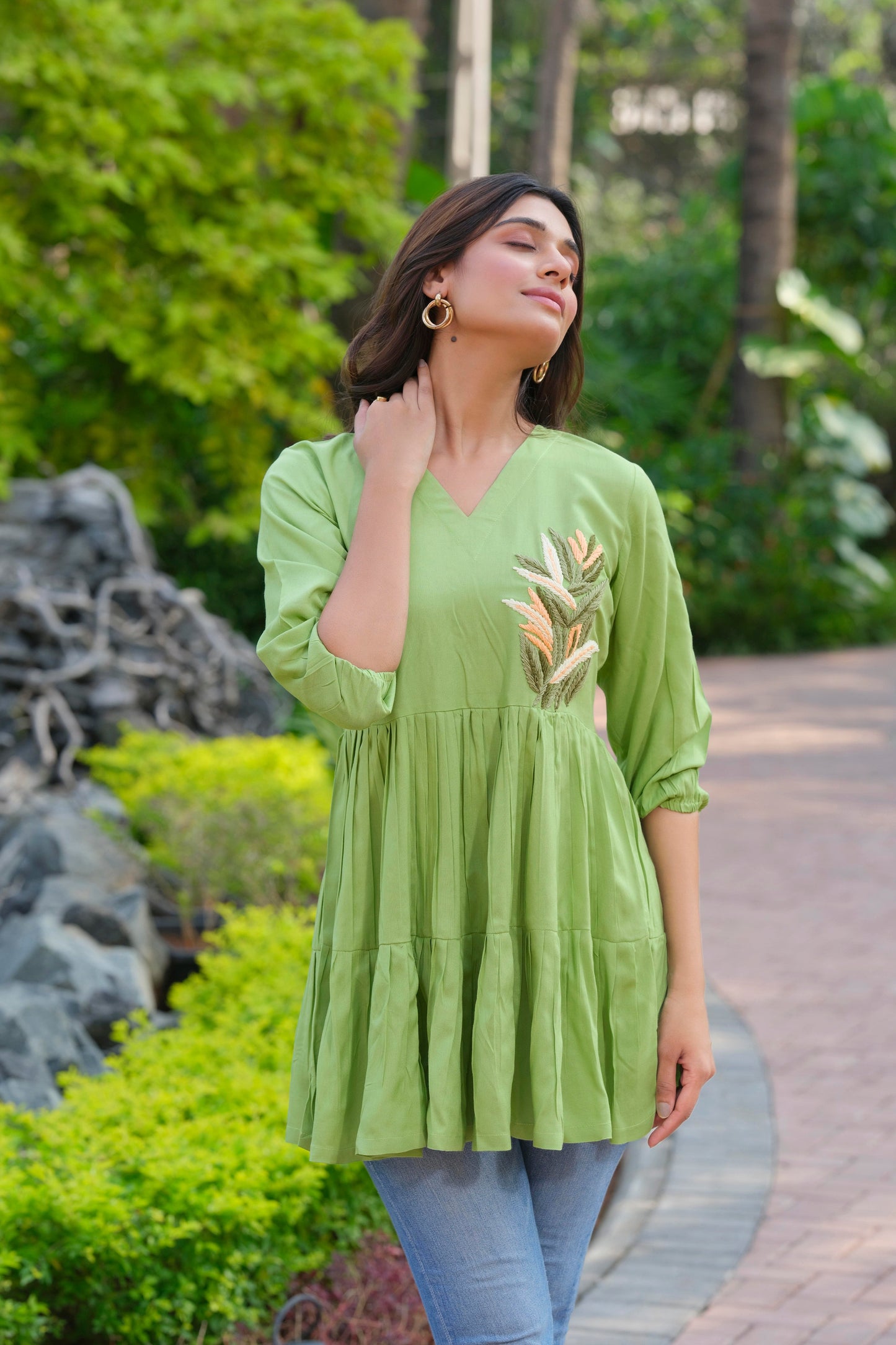 Heavy Rayon With Handwork Parrot Tunic