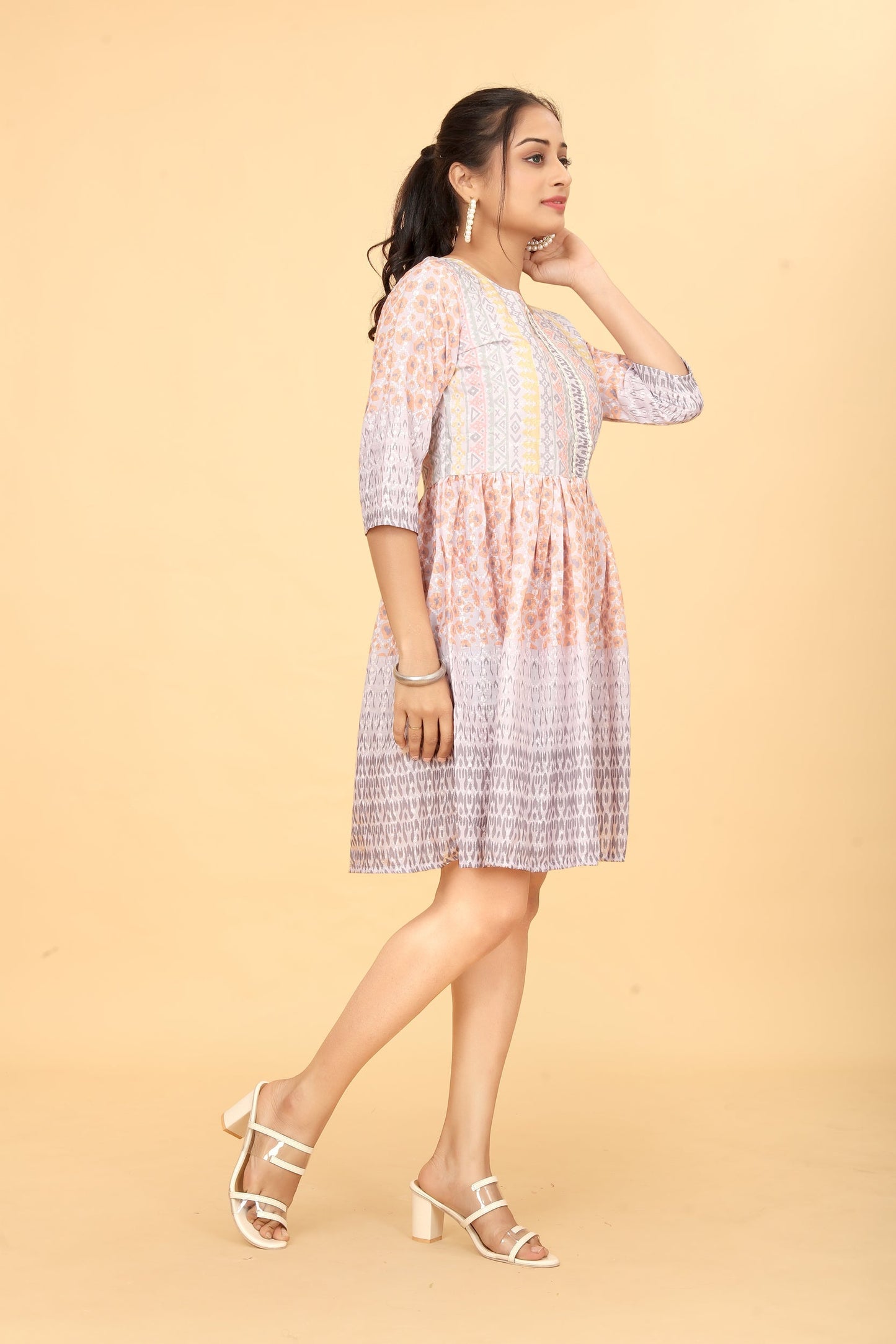 Printed Fit And Flare Dress Tunic