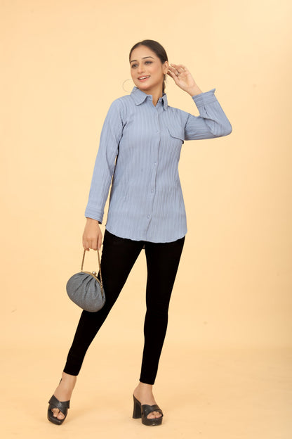 Women's Button Down Collar Neck Top