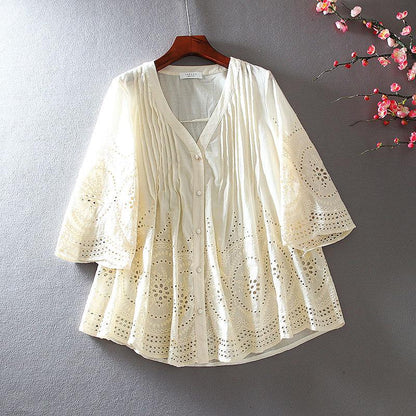 Vintage Ethnic Heavy Chikankari Ruffle Cotton Tunic For Women