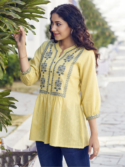 Cotton Embroidered Fit & Flare Tunic